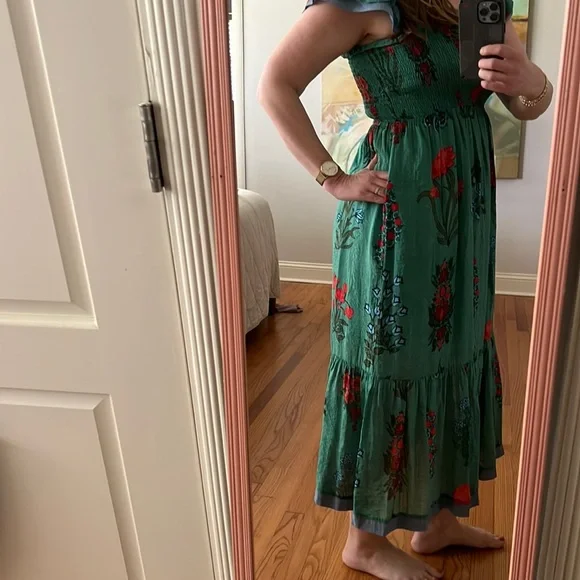 THML Magdalena Green Floral Print Midi Dress small - Picture 4 of 16